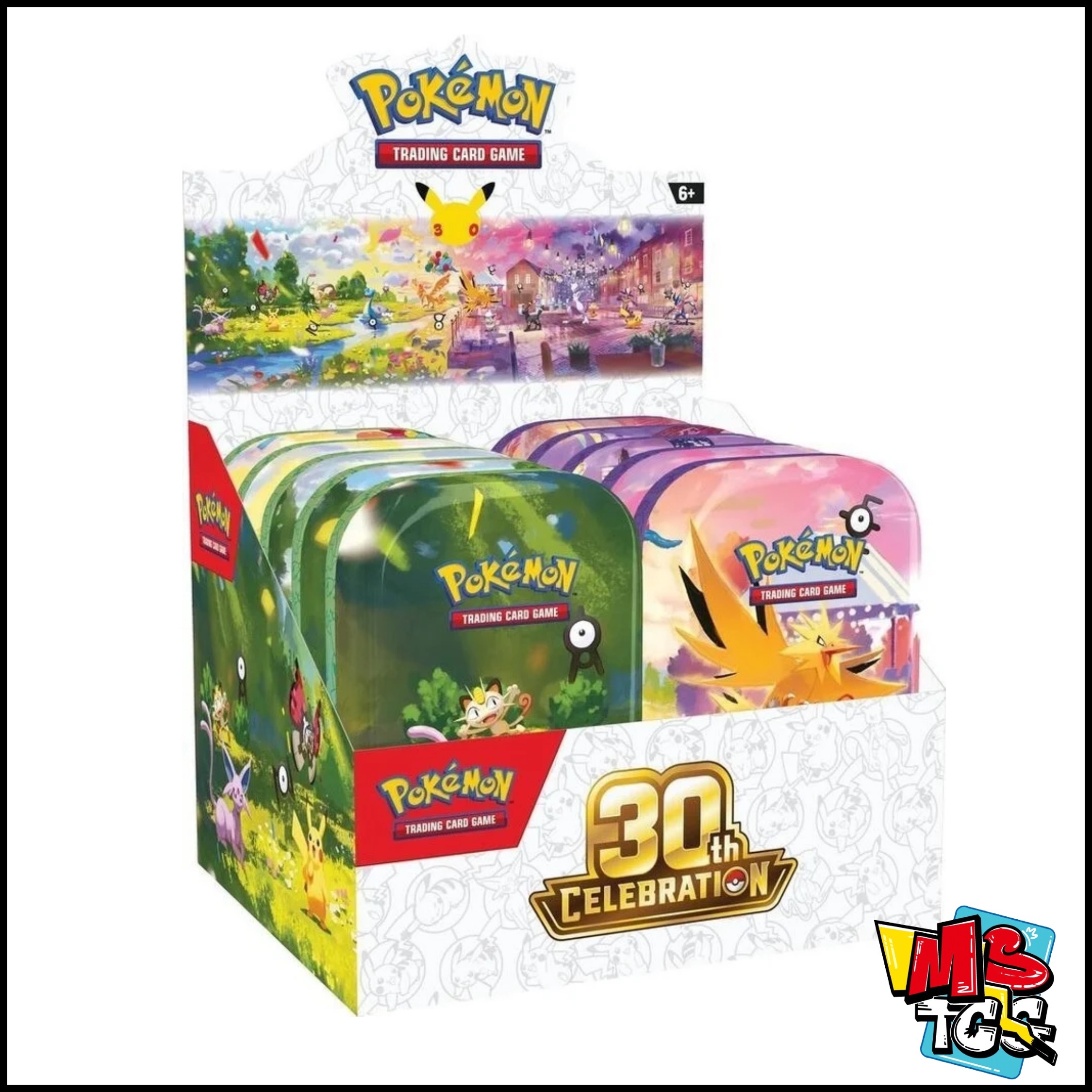 Pokemon TCG 30th Celebration Mini Tin Sealed Display of 10 tins Anniversary