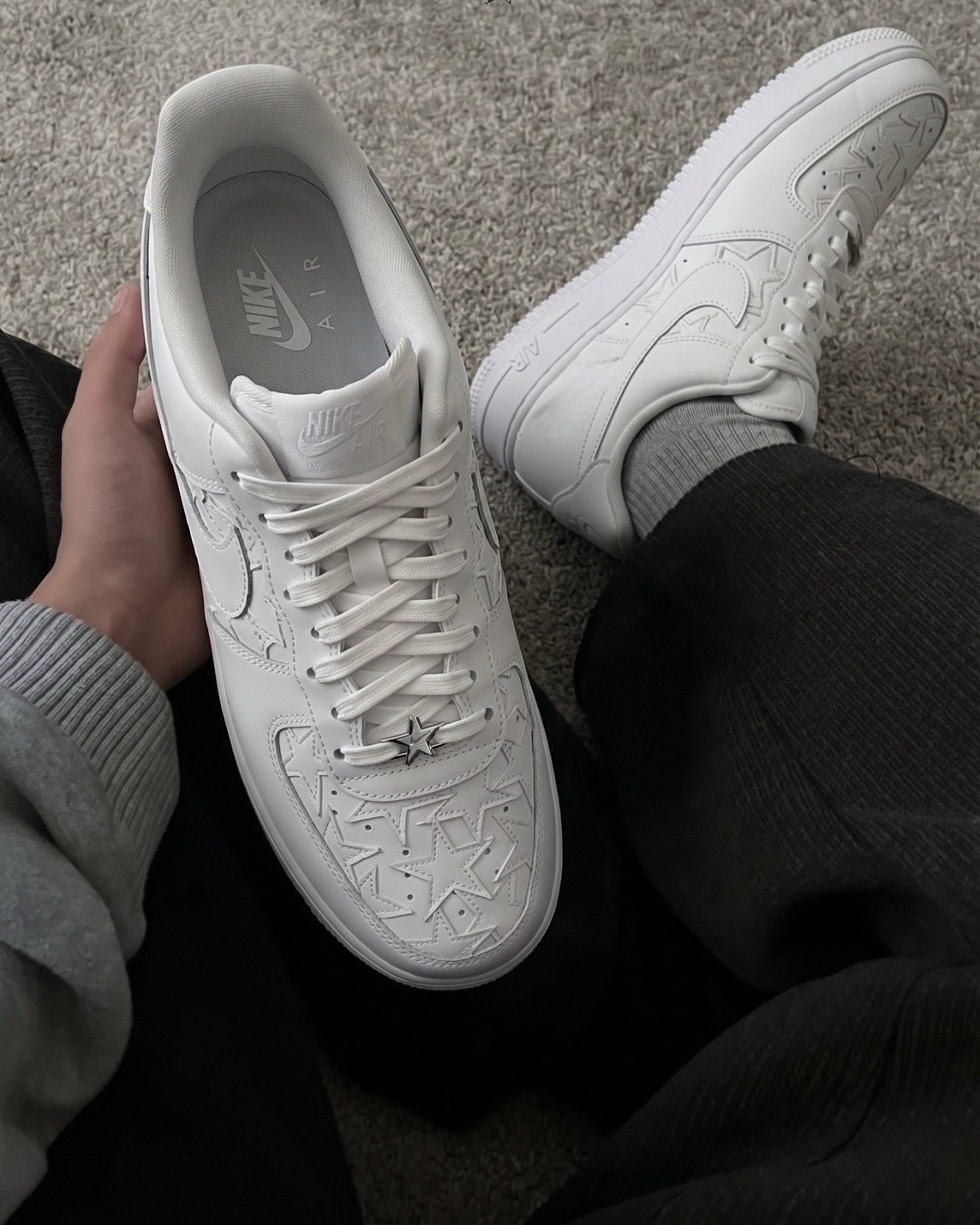 Nike Air Force 1 AF1 星星 鞋扣 皮革 白色
