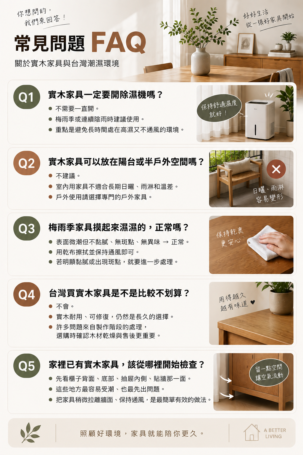 實木家具與台灣潮濕環境 FAQ