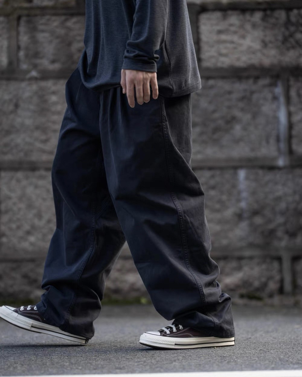 #預購 BTB 26AW 310G 復古水洗做舊 天絲混紡 寬鬆純色錐形chino褲 休閒長褲 兩色