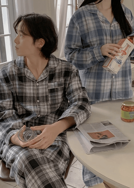 Juuneedu｜[長袖睡衣] Earth Tartan Check Pajama [2 colors]
