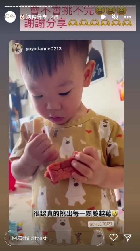 河粉在 IG 限時動態分享積木吐司