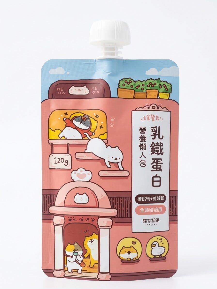 貓有話說 乳鐵蛋白主食餐包 櫻桃鴨＋蔓越莓 120g