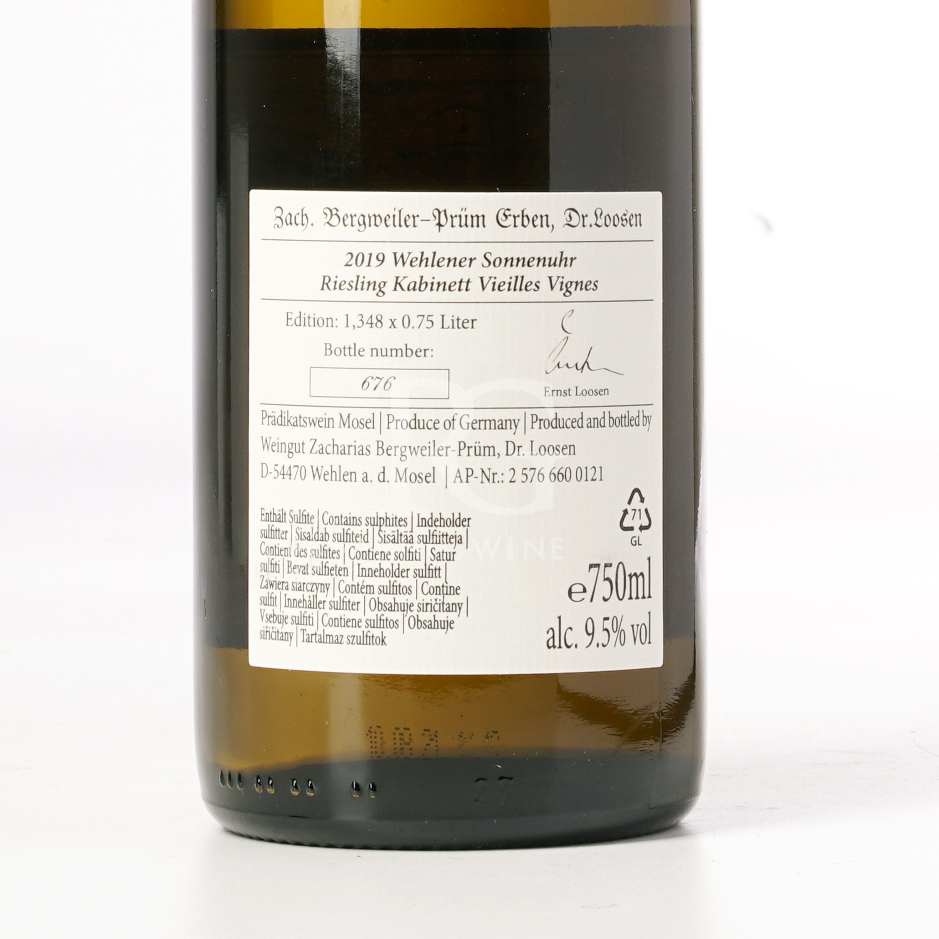 Weingut Zach Bergweiler Prum Erben by Dr. Loosen Wehlener Sonnenuhr Riesling Kabinett Vieilles Vignes 2019 (RP93)