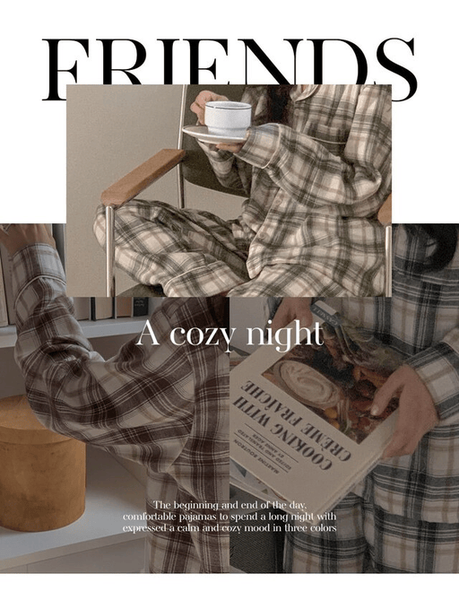 Juuneedu｜[長袖睡衣] Friends Tartan Check Pajama [3 colors]
