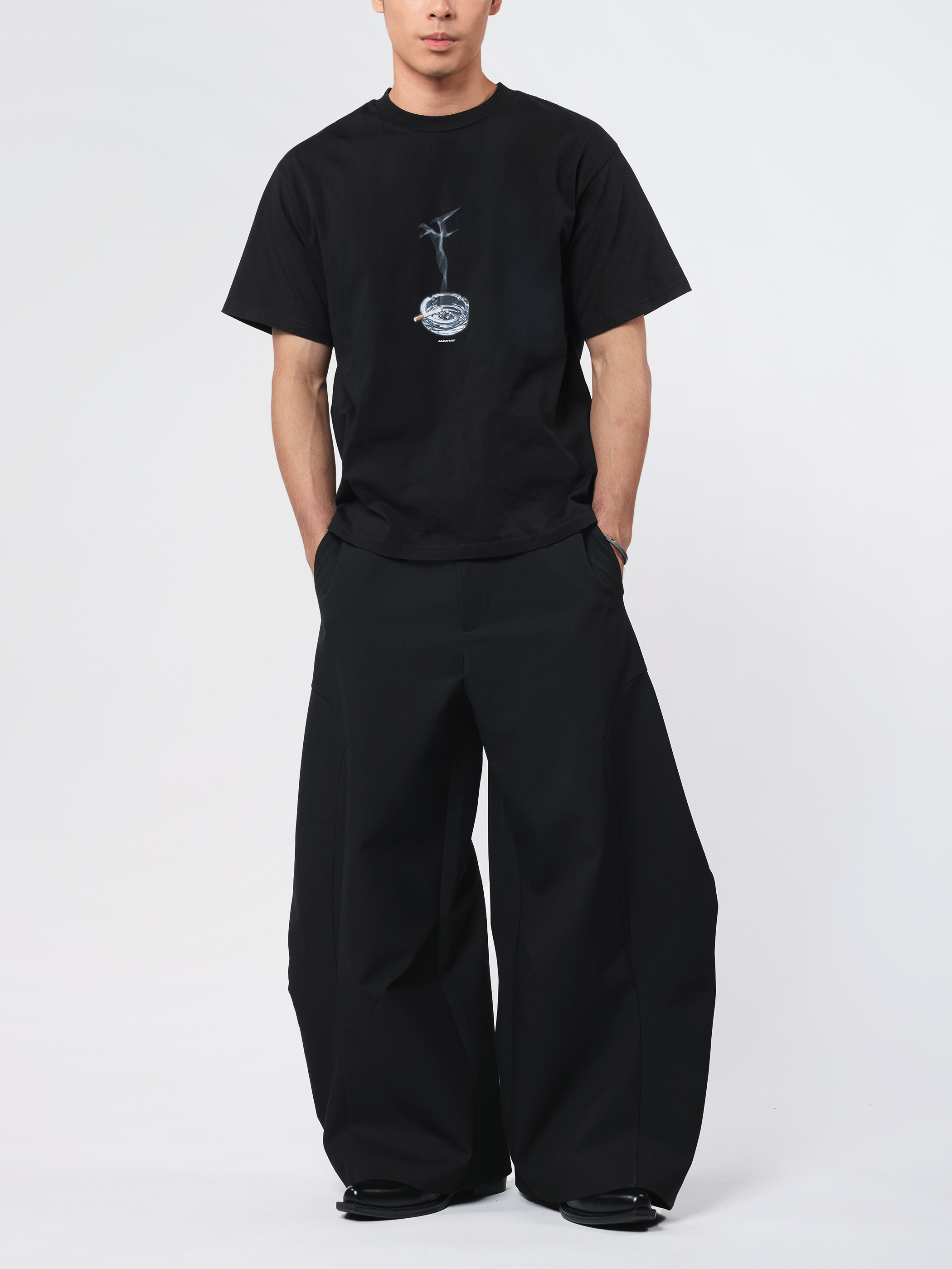 Anonymous Talking｜S26-P08 – Wide-Leg Trousers (Black)