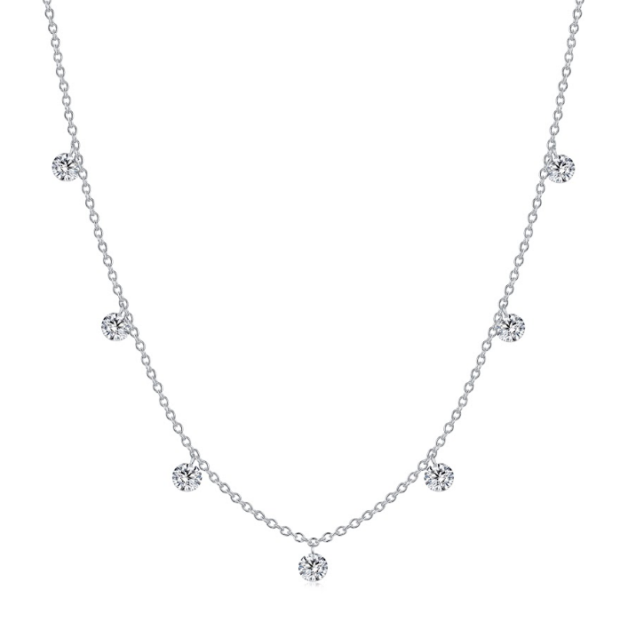 FD208 AN2 925銀/10K金培育鑽石項鍊-8顆圓形培育鑽石(共1.30ct)-金重:1.96g