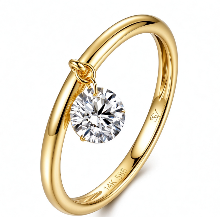 FD218 AR1 925銀/10K金培育鑽石戒指-1顆圓形培育鑽石(0.56ct)-金重:1.67g