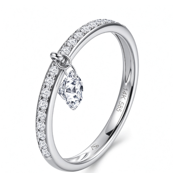 FD219 AR2 925銀/10K金培育鑽石戒指-19顆圓形培育鑽石(共0.68ct)-金重:1.75g