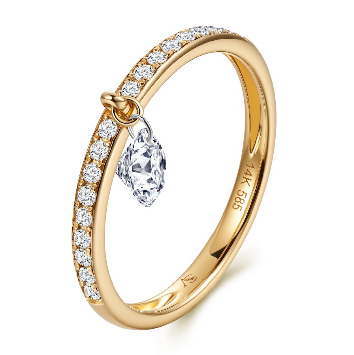 FD219 AR2 925銀/10K金培育鑽石戒指-19顆圓形培育鑽石(共0.68ct)-金重:1.75g