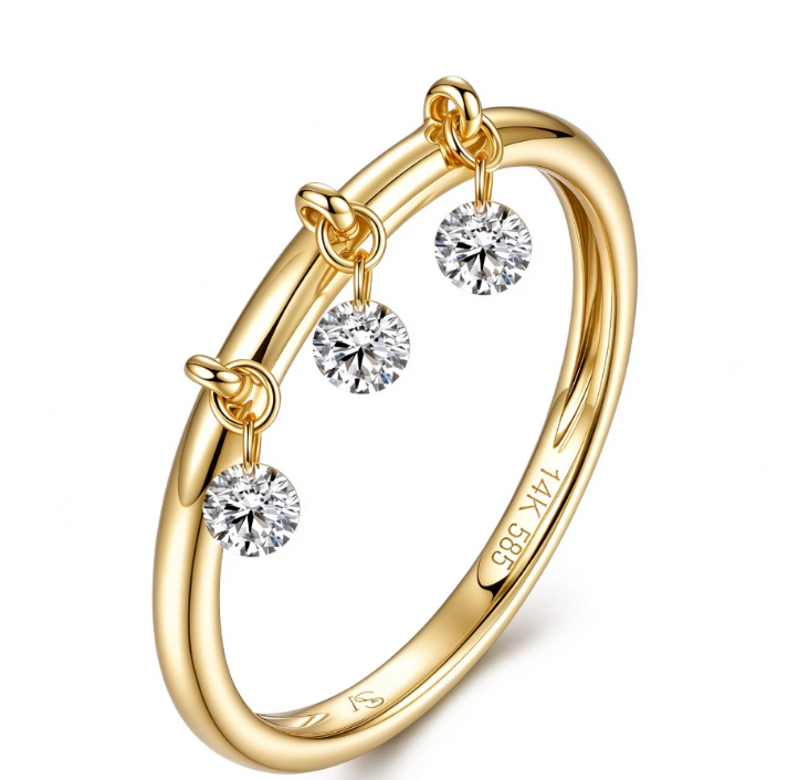 FD220 AR3 925銀/10K金培育鑽石戒指-3顆圓形培育鑽石(共0.22ct)-金重:1.73g