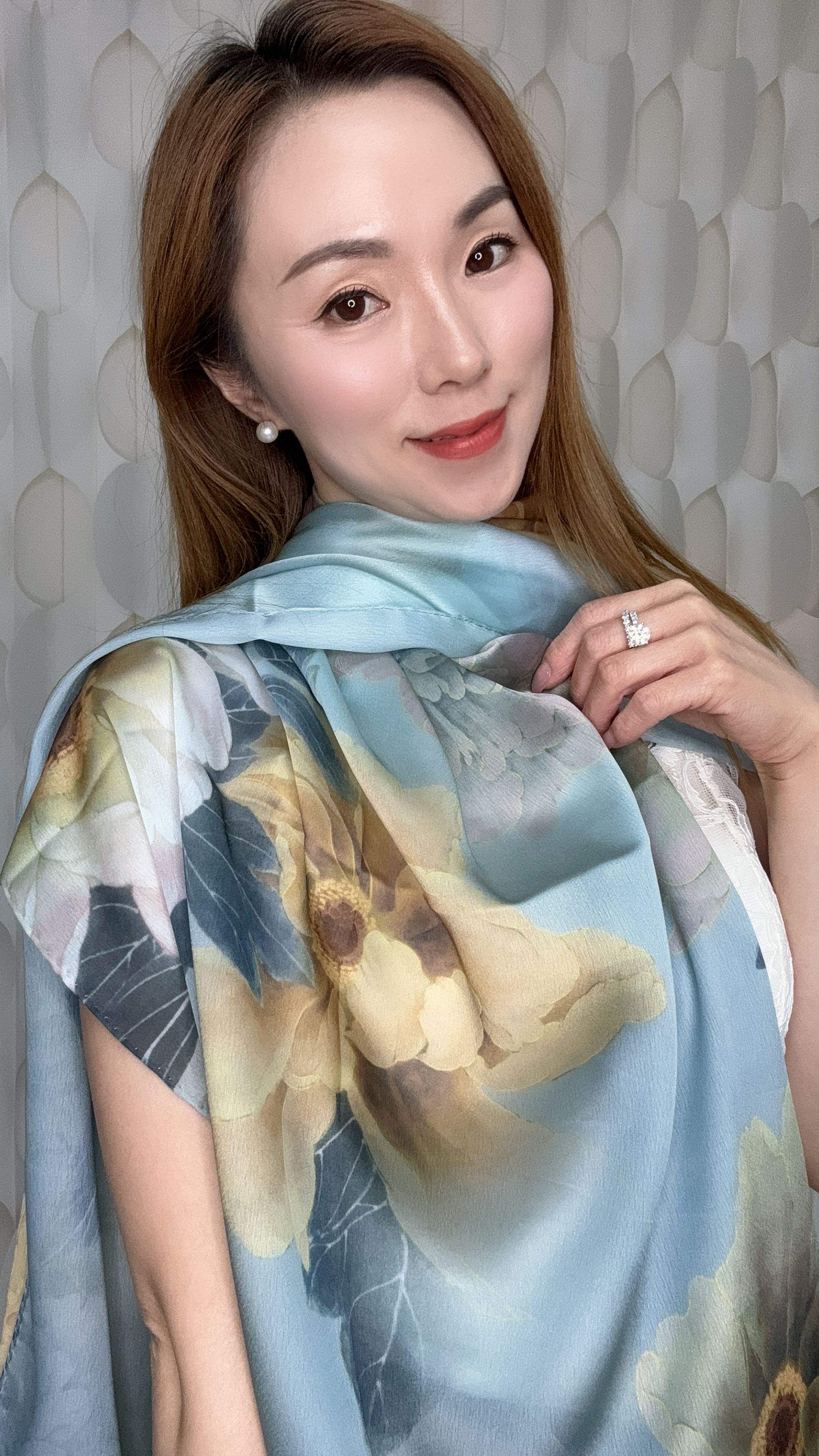 (H1) 100%真絲印花披肩  (185CMX85CM) #HY40#3009