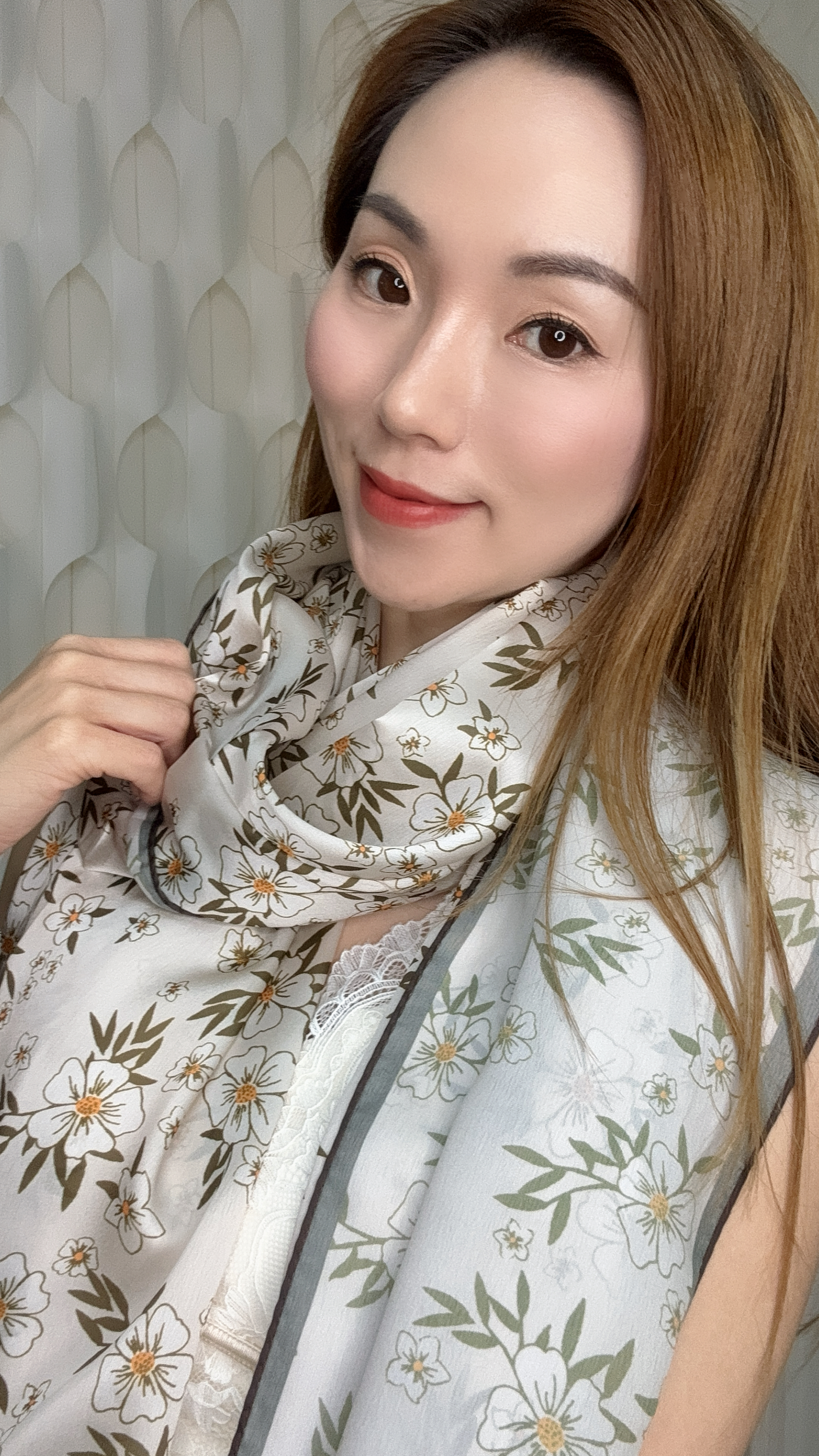 (L1) 100%真絲印花披肩  (185CMX85CM) #HY47#3009