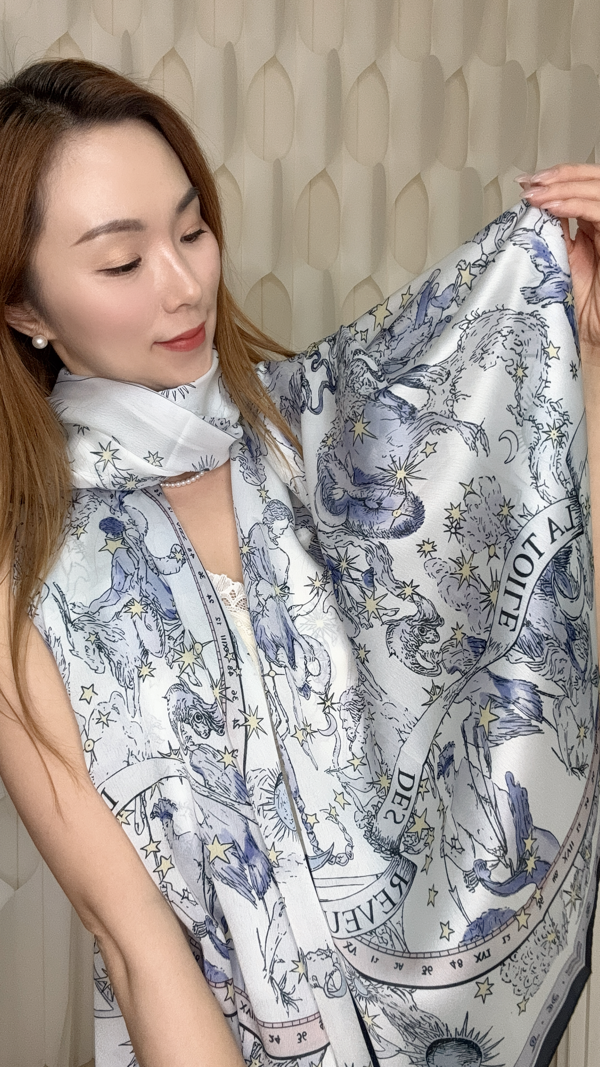 (AB1) -100%真絲印花披肩 (185CMX80CM)  D1#3009