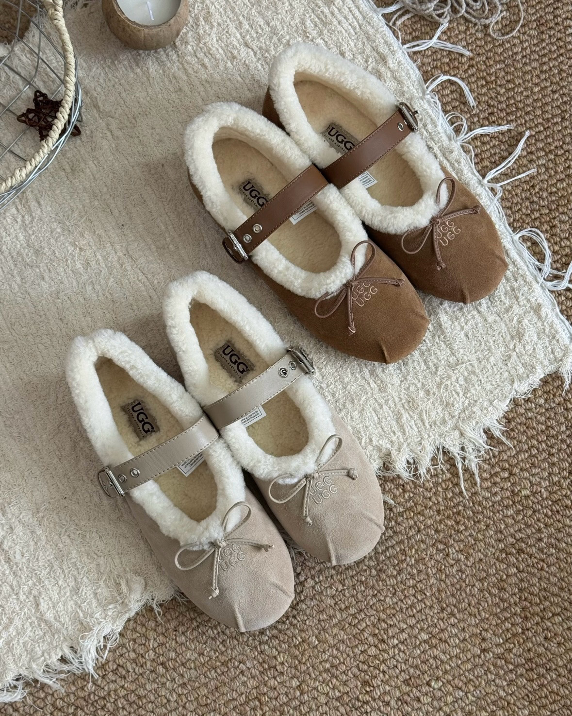 澳洲限定 UGG OZLANA 復古 皮帶 雲朵 毛絨 瑪莉珍鞋 兩色