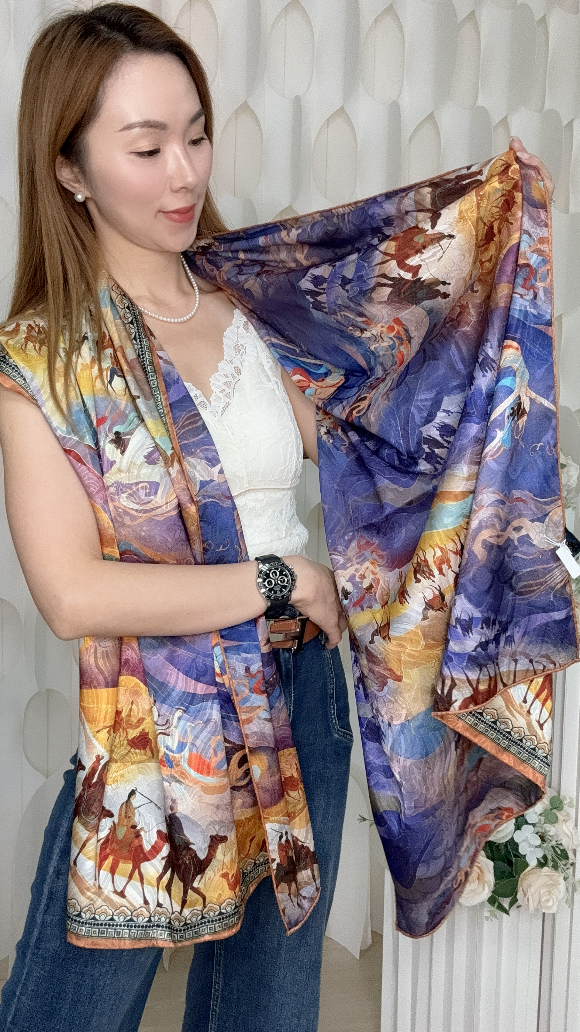 (AA1)-雙面香雲紗披肩 (70CMX180CM)  C8#3009