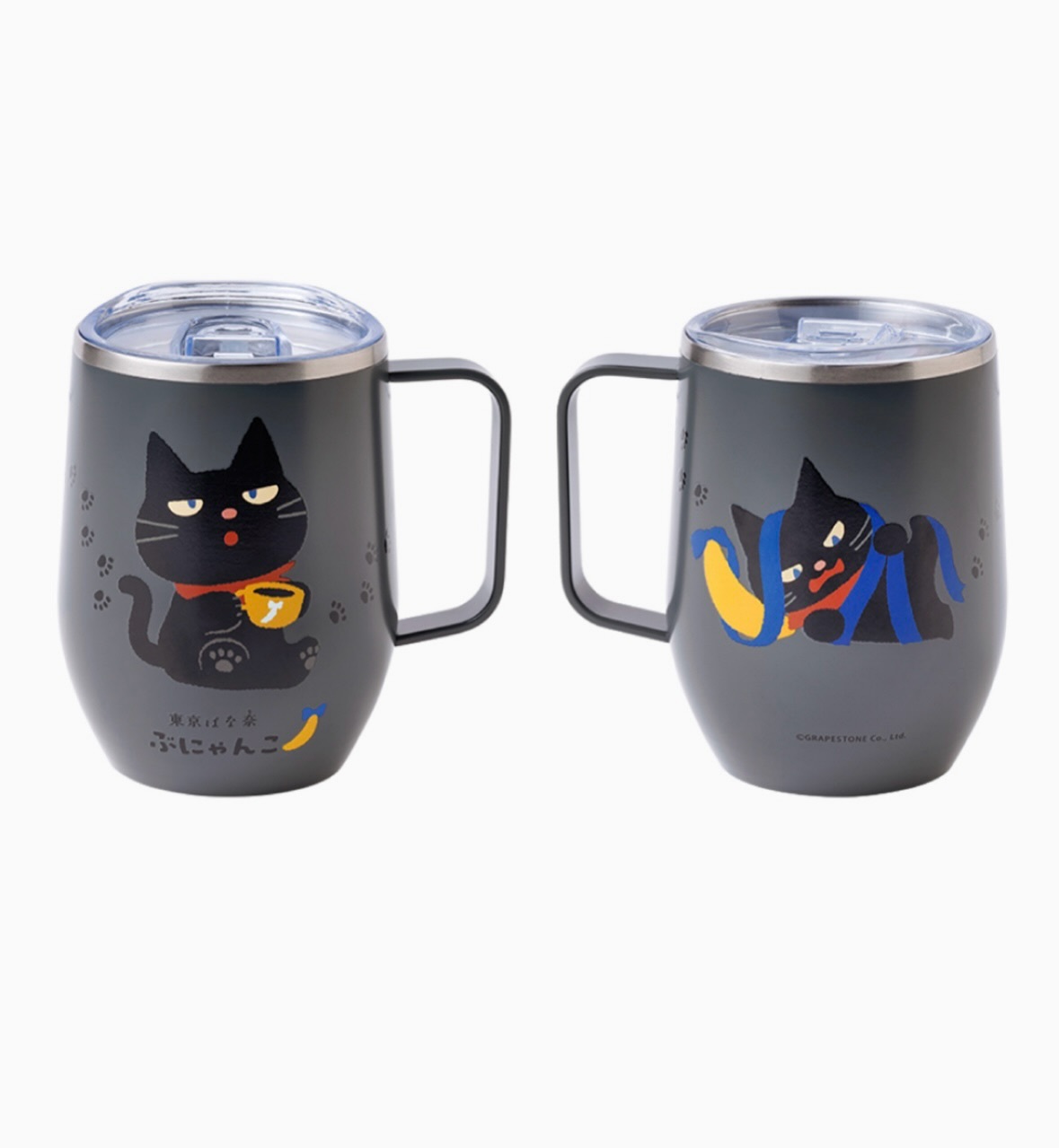【期間限定】JP 東京巴奈奈 x 黑貓附蓋不鏽鋼耳仔杯 黑灰 5126 TK260930