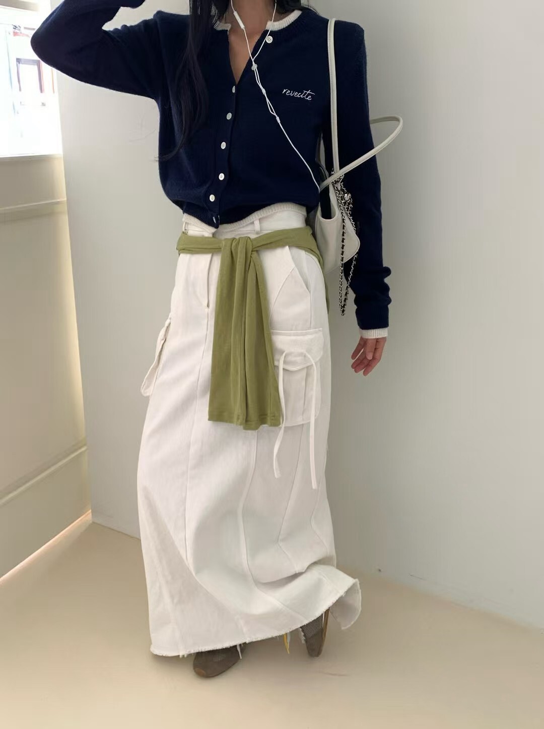 綁帶口袋日常長裙