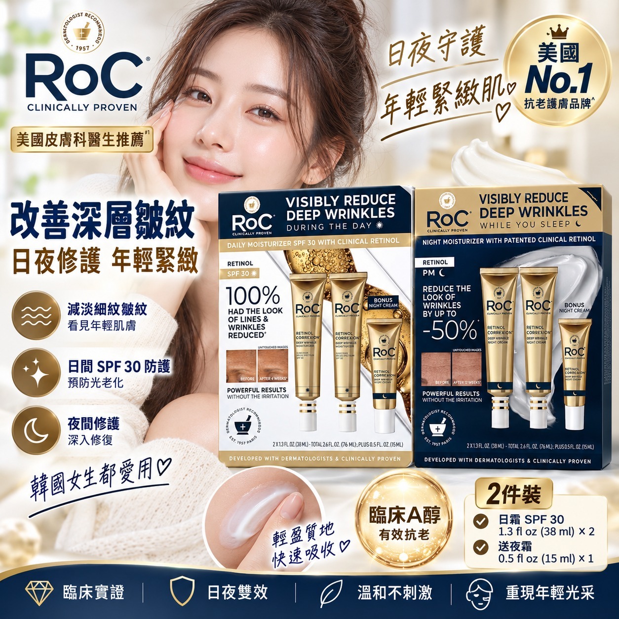 【直播】RoC Retinol Correxion LX100105 日霜夜霜系列