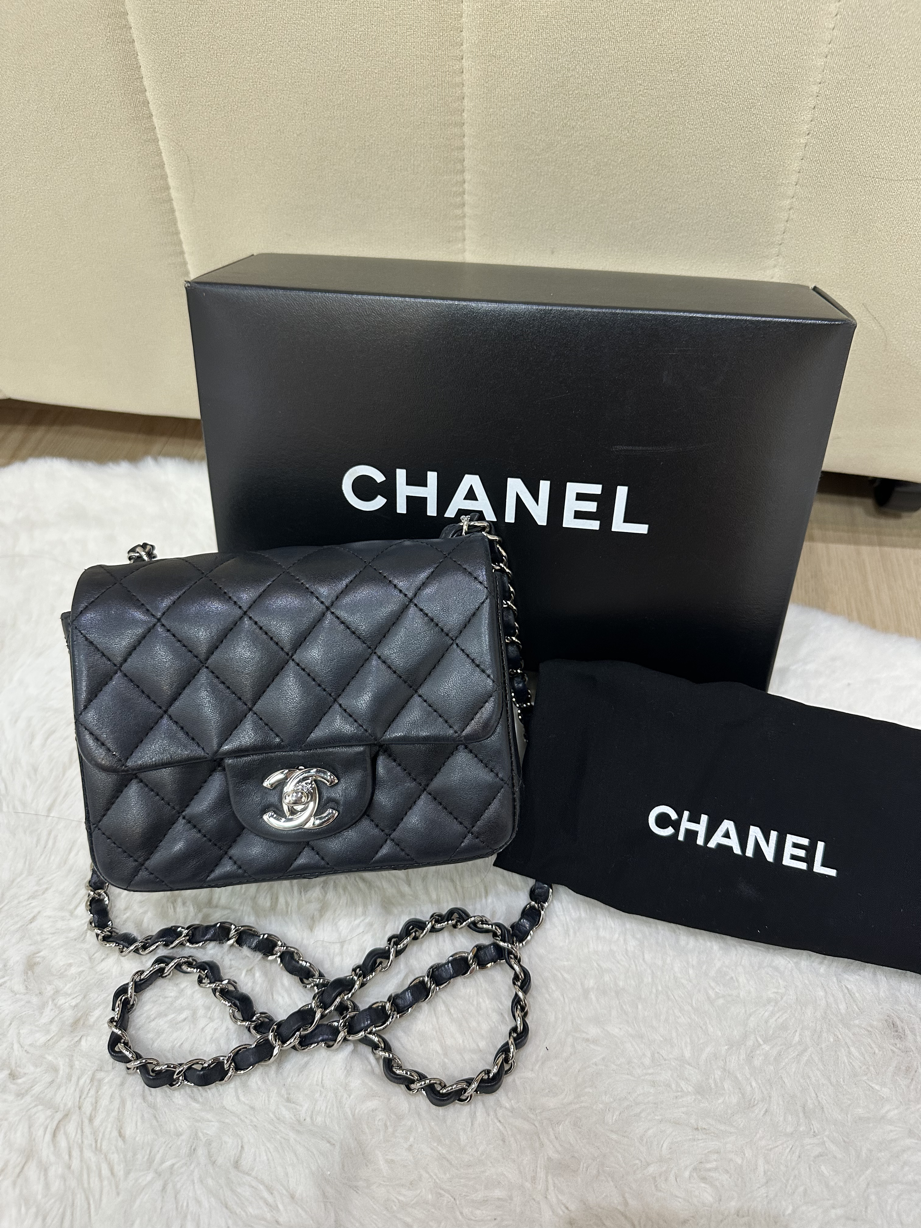 Chanel 小方胖 黑銀羊🖤（現貨）