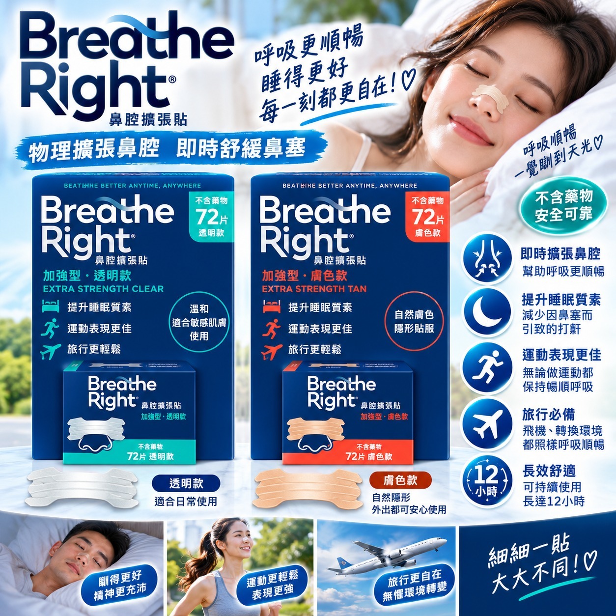 【直播】Breathe Right Extra Strength LX100124 加強版鼻貼 72片
