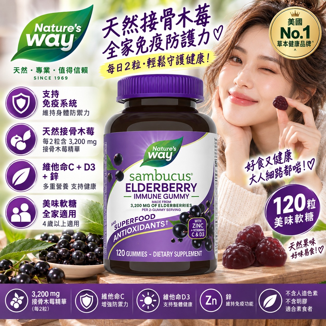 【直播】 Nature's Way LX100127 接骨木苺軟糖120粒