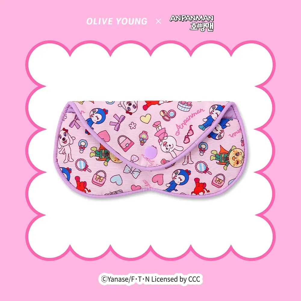 《olive young連線》[Anpanman Edition] Nareun Fabric Glasses Case (White/Pink)