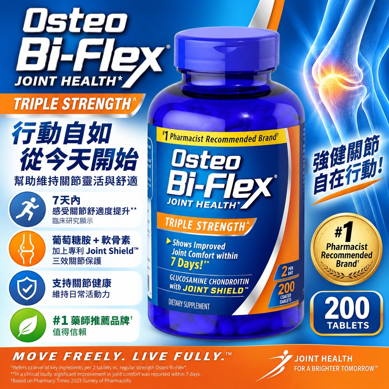 【直播】Osteo Bi-Flex LX100141 3倍強氨糖維骨力200粒