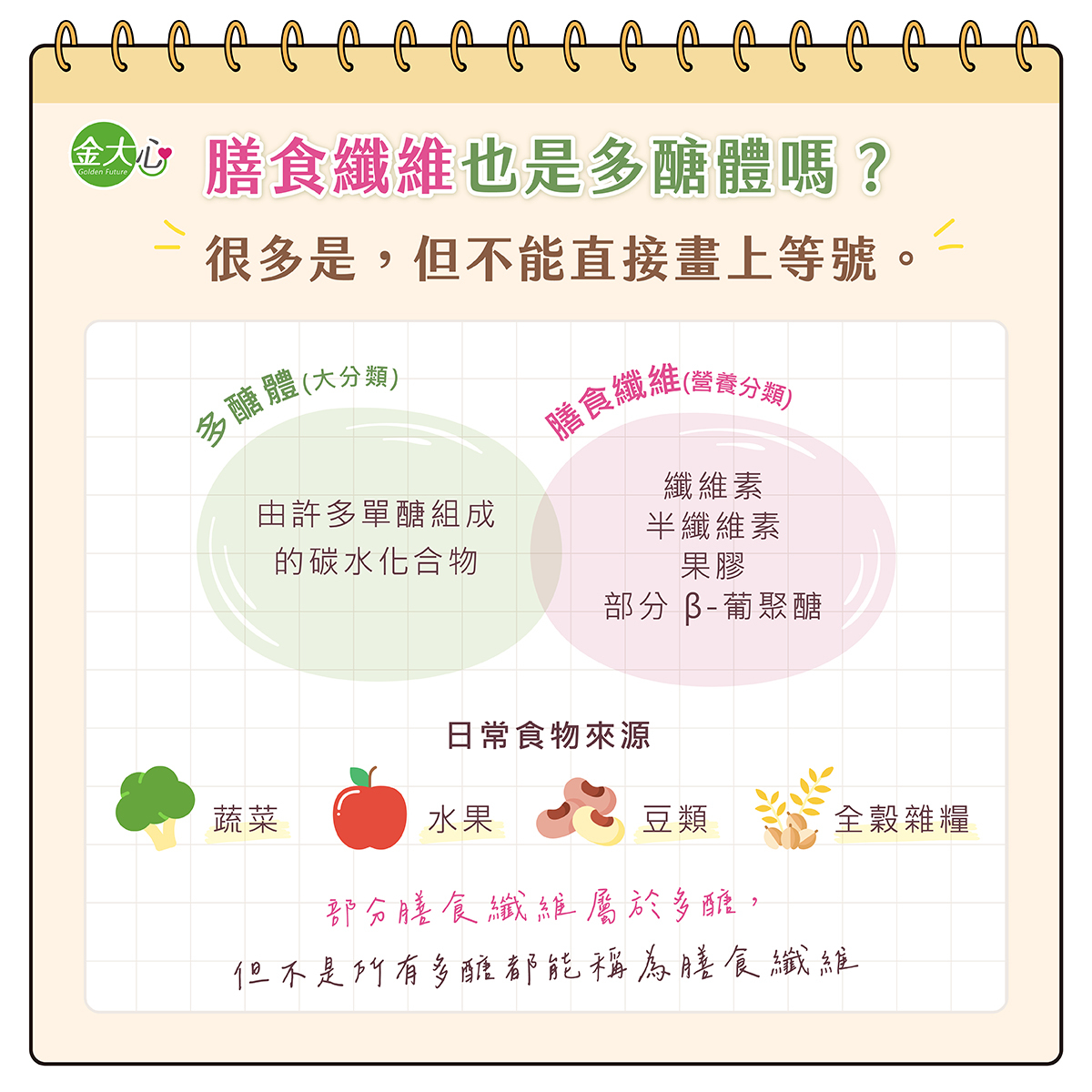 膳食纖維與多醣體關係說明,部分膳食纖維屬於多醣但不能完全等同