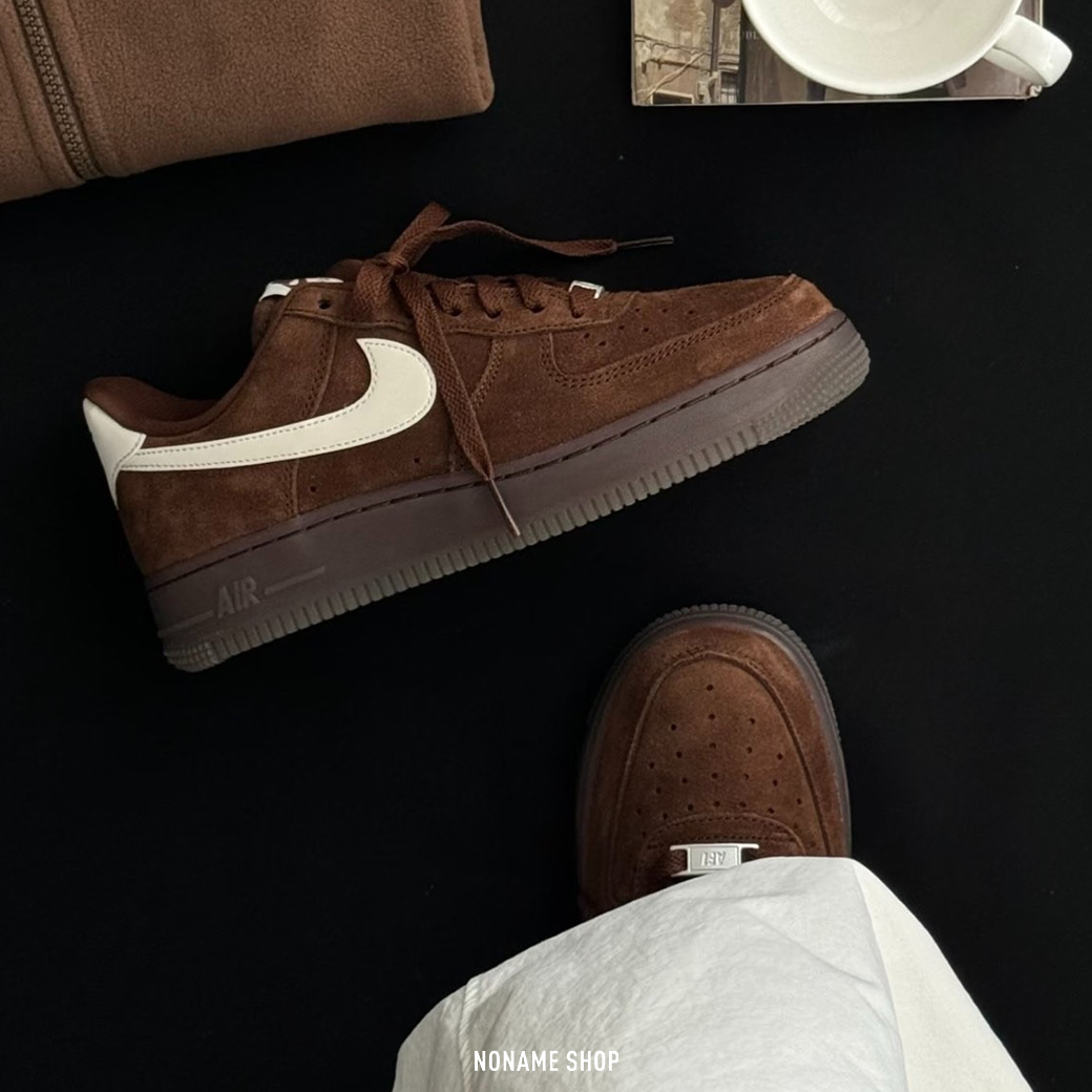 NIKE AIR FORCE 1 AF1 CACAO WOW 麂皮 低筒 巧克力棕 米白SWOOSH (女款)
