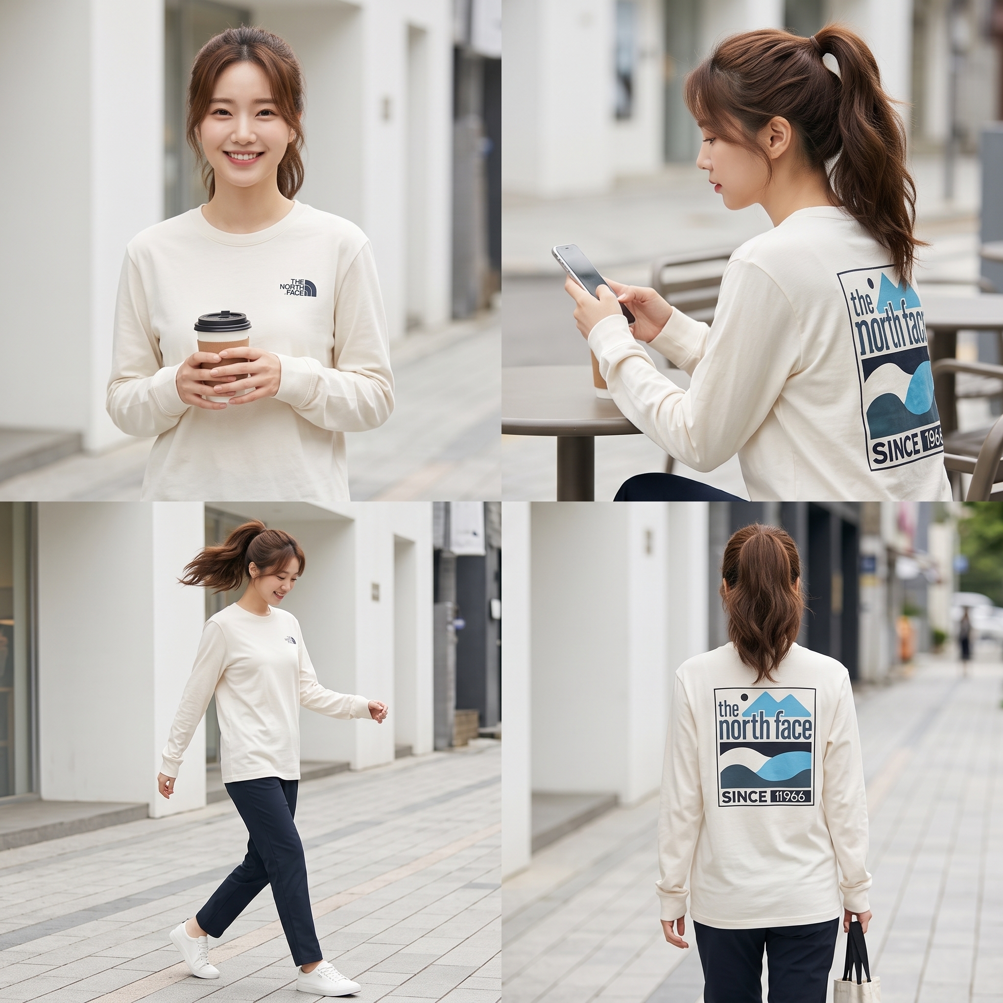 THE NORTH FACE 女大人 造型字樣圖案 正反圖  長TEE (正常版)