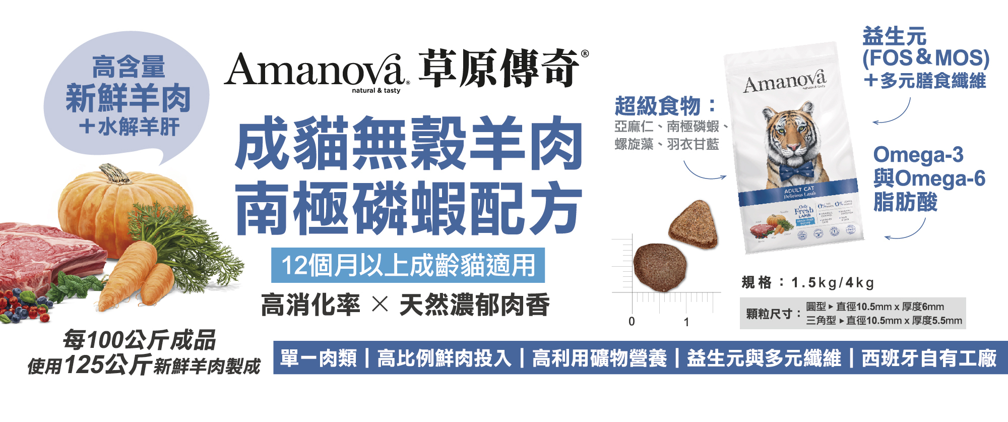 草原傳奇®成貓無穀羊肉+南極磷蝦配方配方介紹