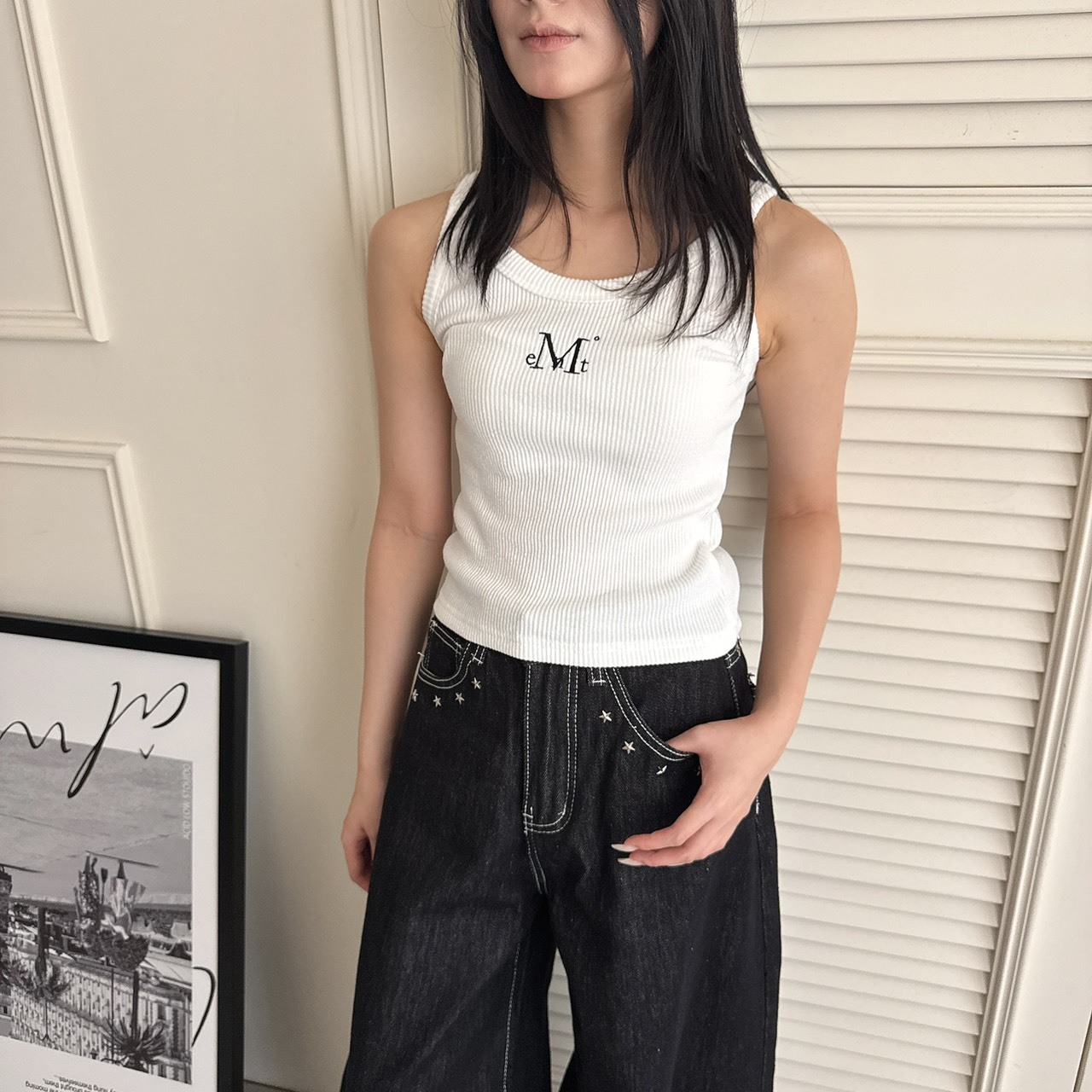 （現貨）韓牌 MUCENT BACK DETAIL 中間logo 背心 P00000JK