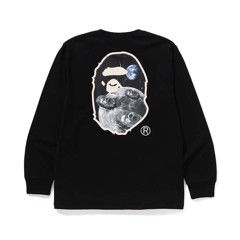 BAPE Moon Ape Head Old Photo L/S Tee 月球 猿人 長袖 黑色 1L70111002-BK [台灣現貨]