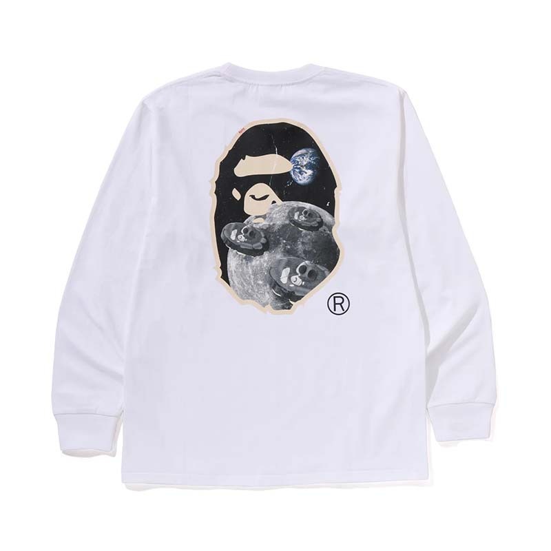 BAPE Moon Ape Head Old Photo L/S Tee 月球 猿人 長袖 白色 1L70111002-WE [台灣現貨]