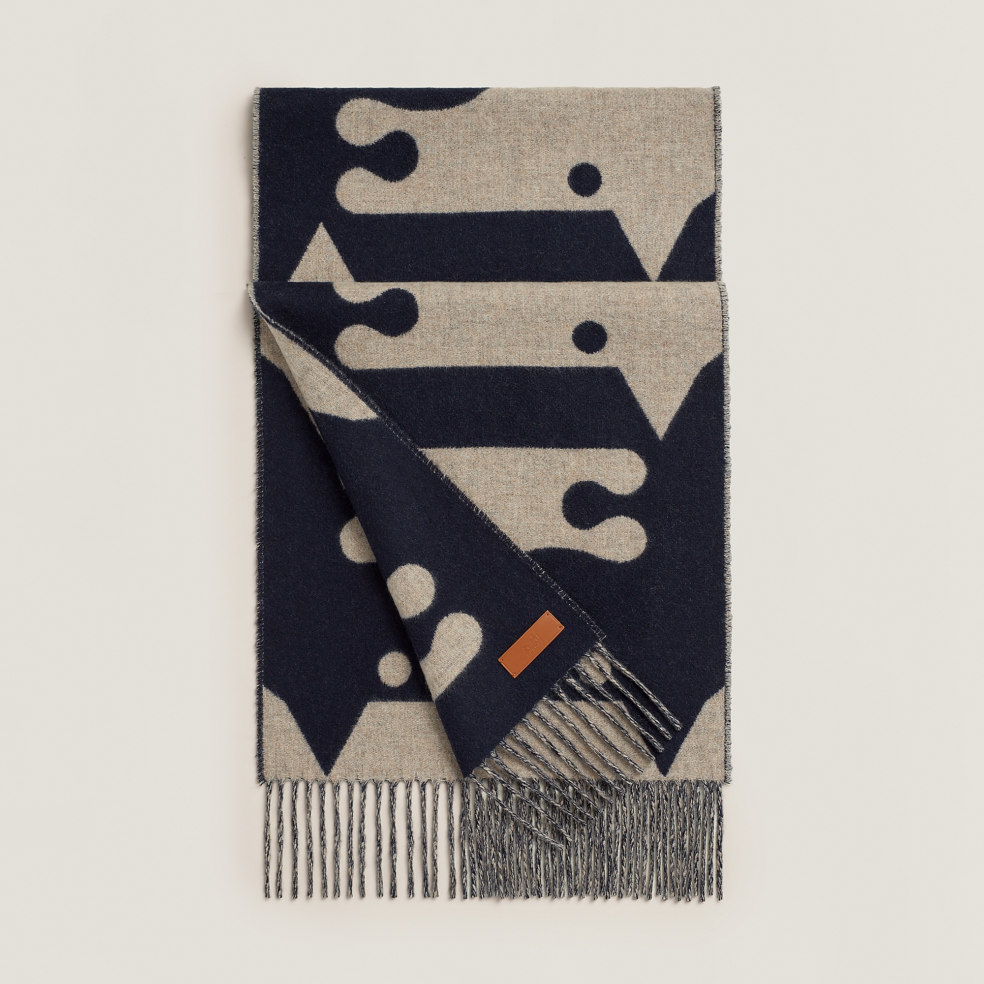 Petite casaque parthenon scarf  30 x 160 cm beige chiné / marine