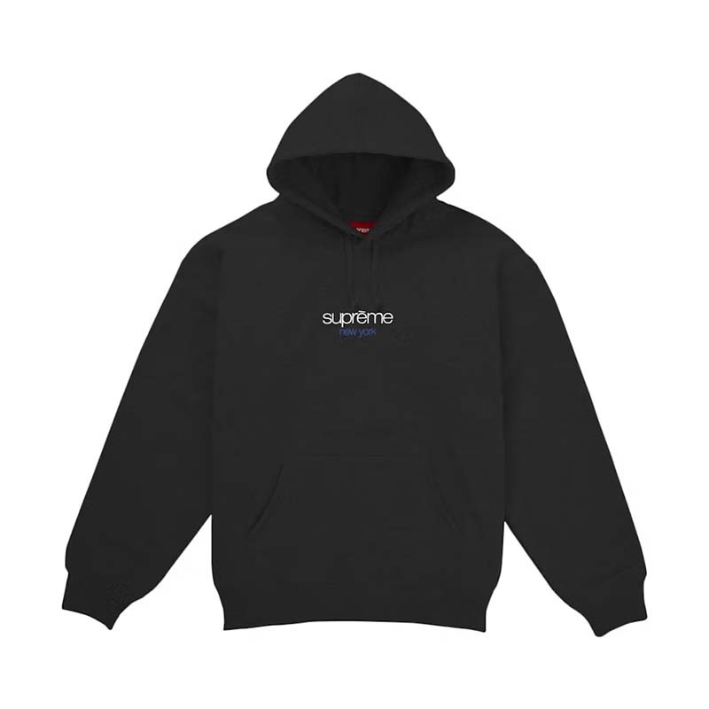 Supreme Classic Logo New York Shop Hooded Sweatshirt 連帽上衣 帽T 黑色 RAY-183 [台灣現貨]