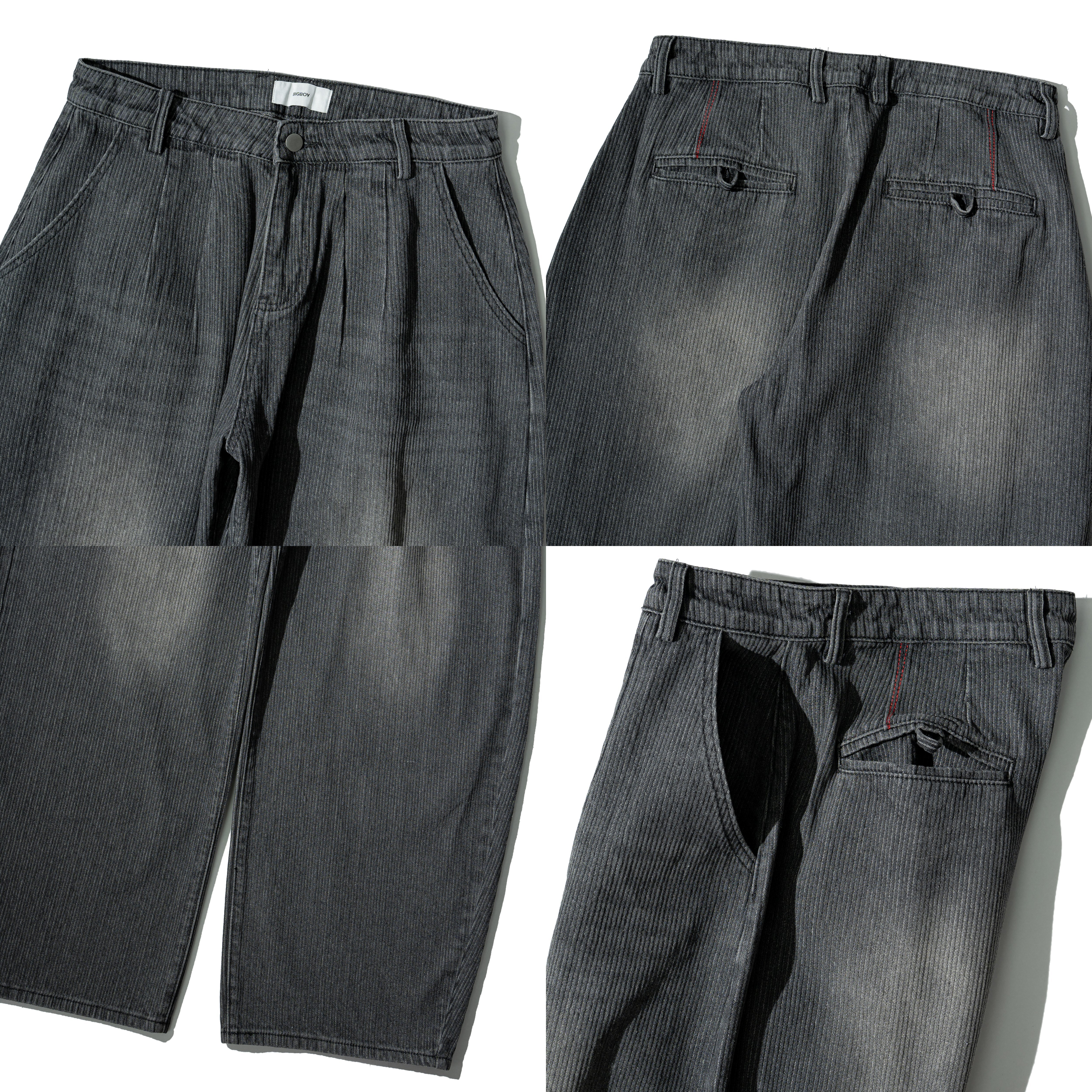 Textured Curved Denim Jeans 立體紋理 彎刀水洗 牛仔長褲 [B-2682-3]