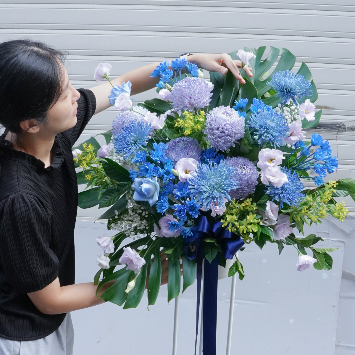 高架花籃外送推薦台北-藍色高架花籃,高架花籃推薦台北324