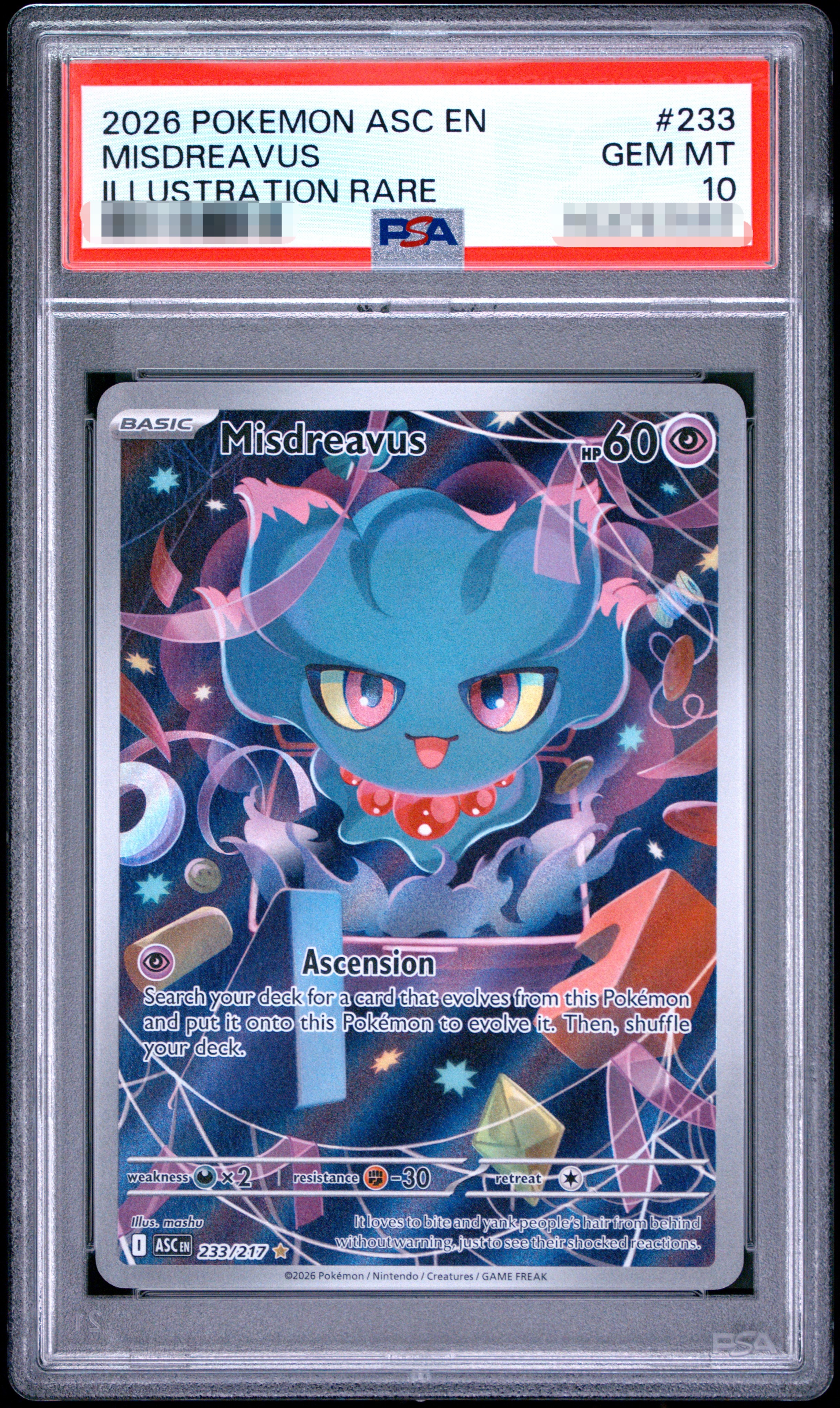 【PSA 10】2026 POKEMON Asc EN MISDREAVUS ILLUSTRATION RARE