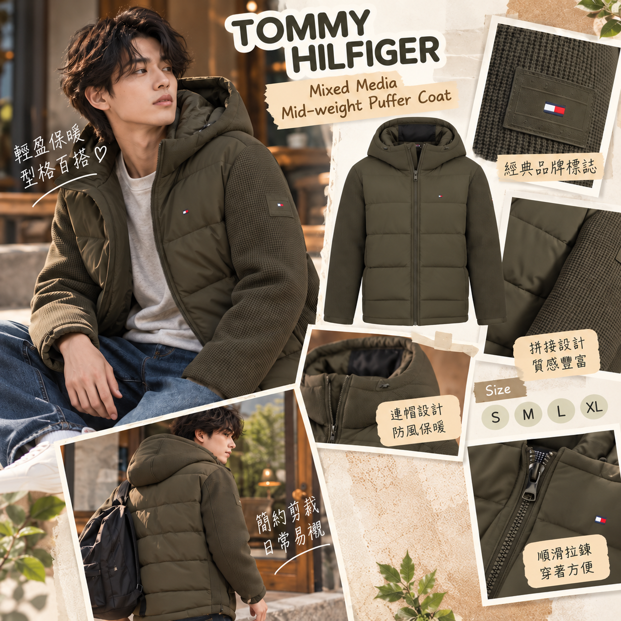 【預購】TOMMY HILFIGER N100111 Mixed Media 男裝羽绒外套
