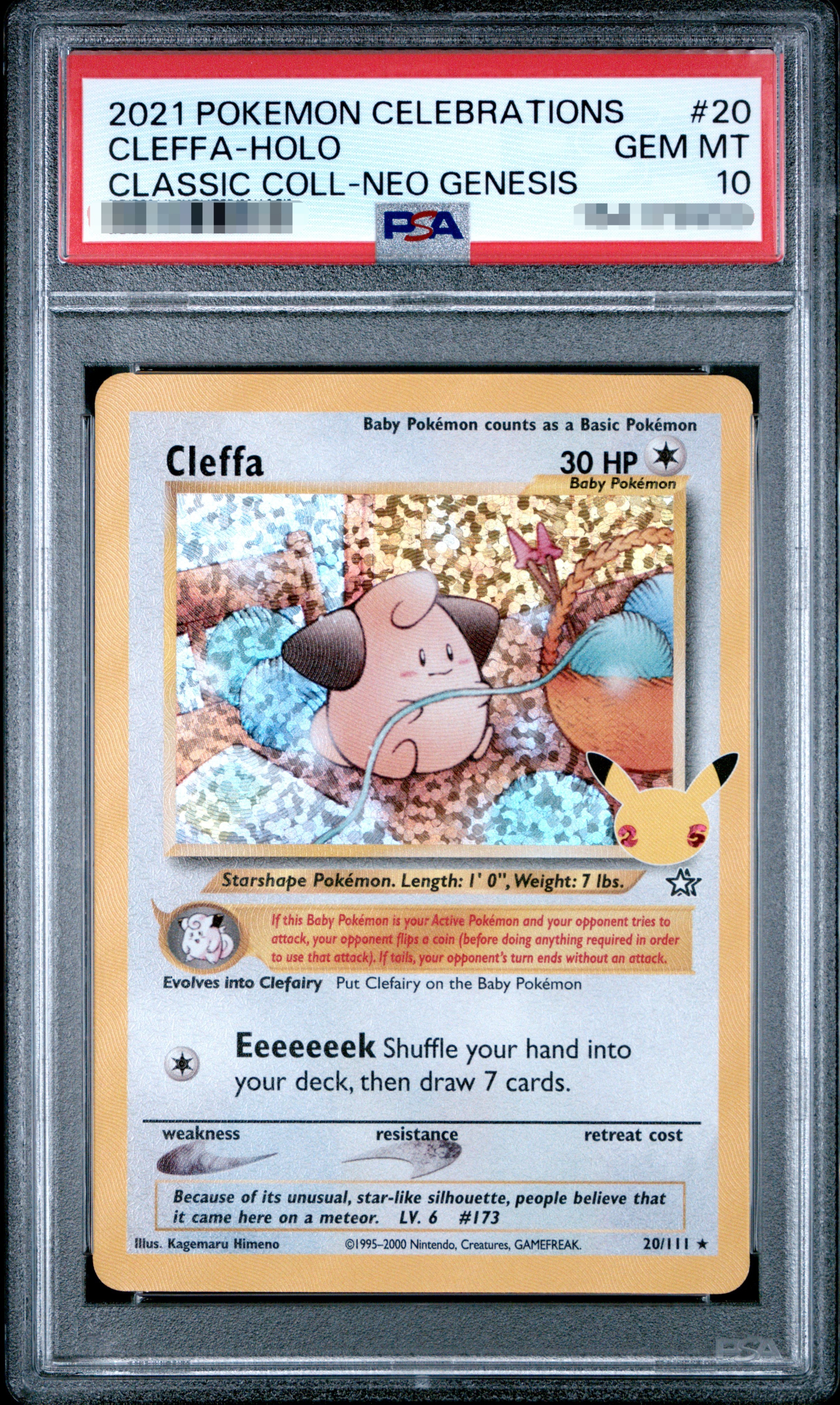 【PSA 10】2021 POKEMON CELEBRA TIONS CLEFFA-HOLO CLASSIC COLL-NEO GENESIS