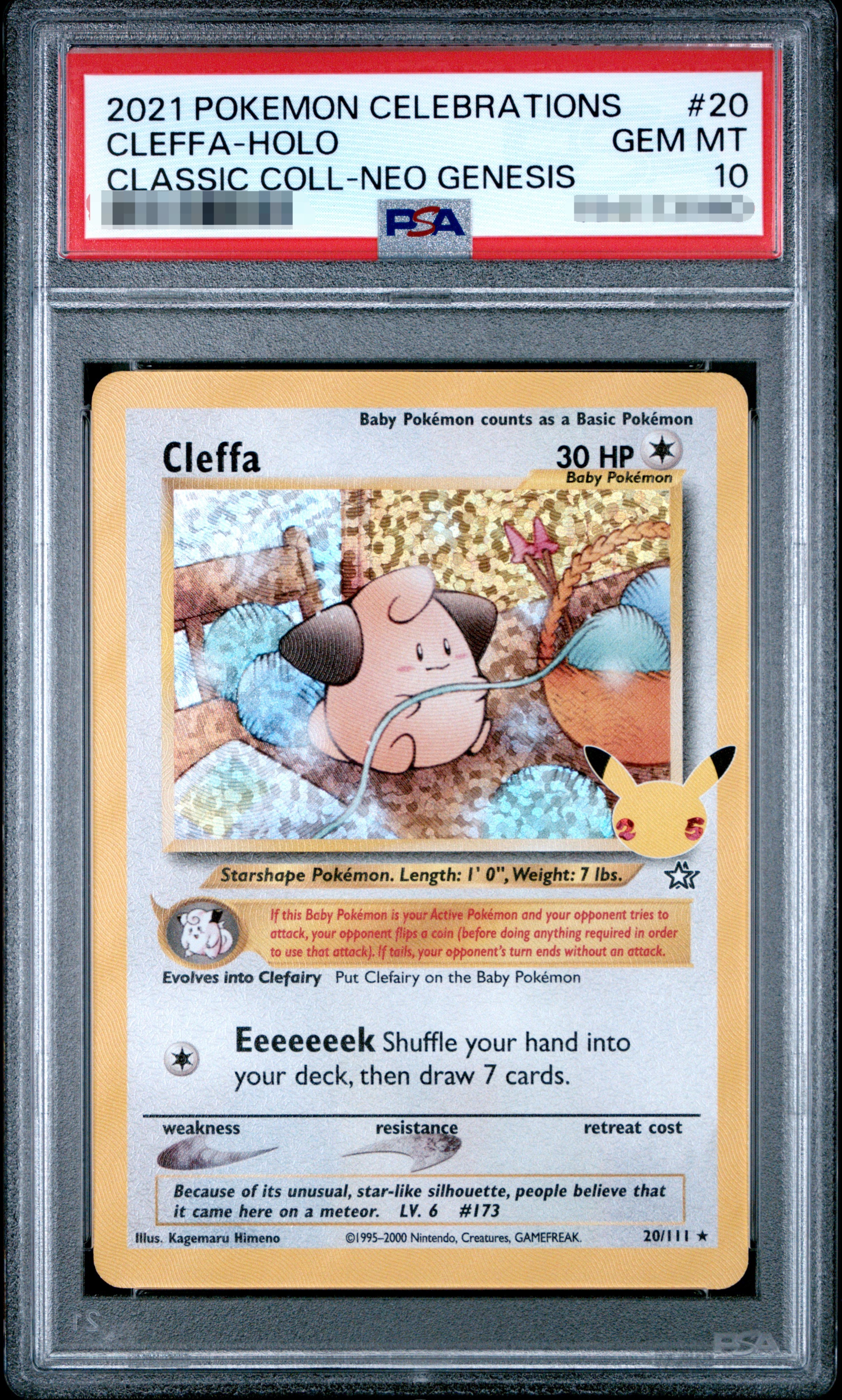 【PSA 10】2021 POKEMON CELEBRA TIONS CLEFFA-HOLO CLASSIC COLL-NEO GENESIS