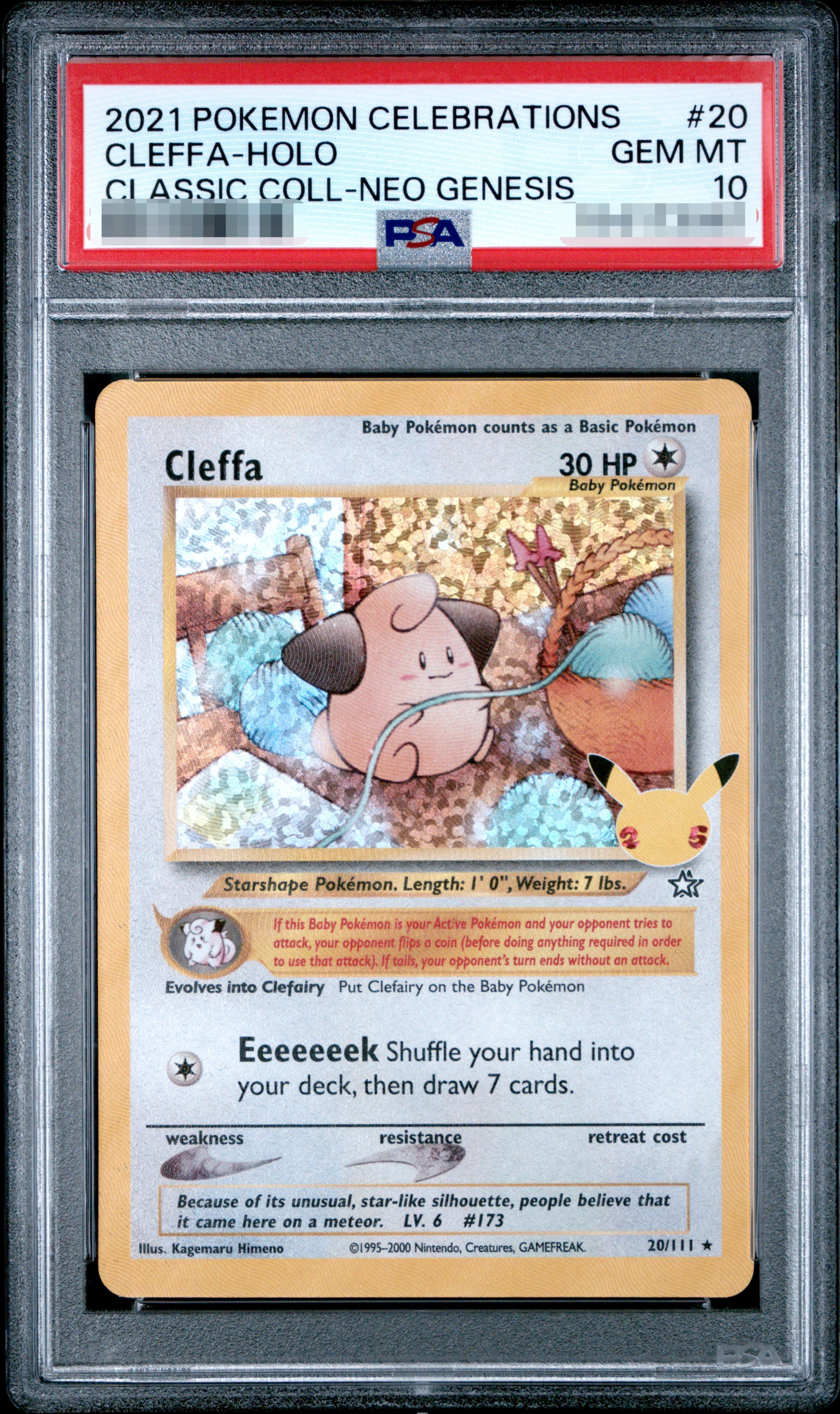 【PSA 10】2021 POKEMON CELEBRA TIONS CLEFFA-HOLO CLASSIC COLL-NEO GENESIS
