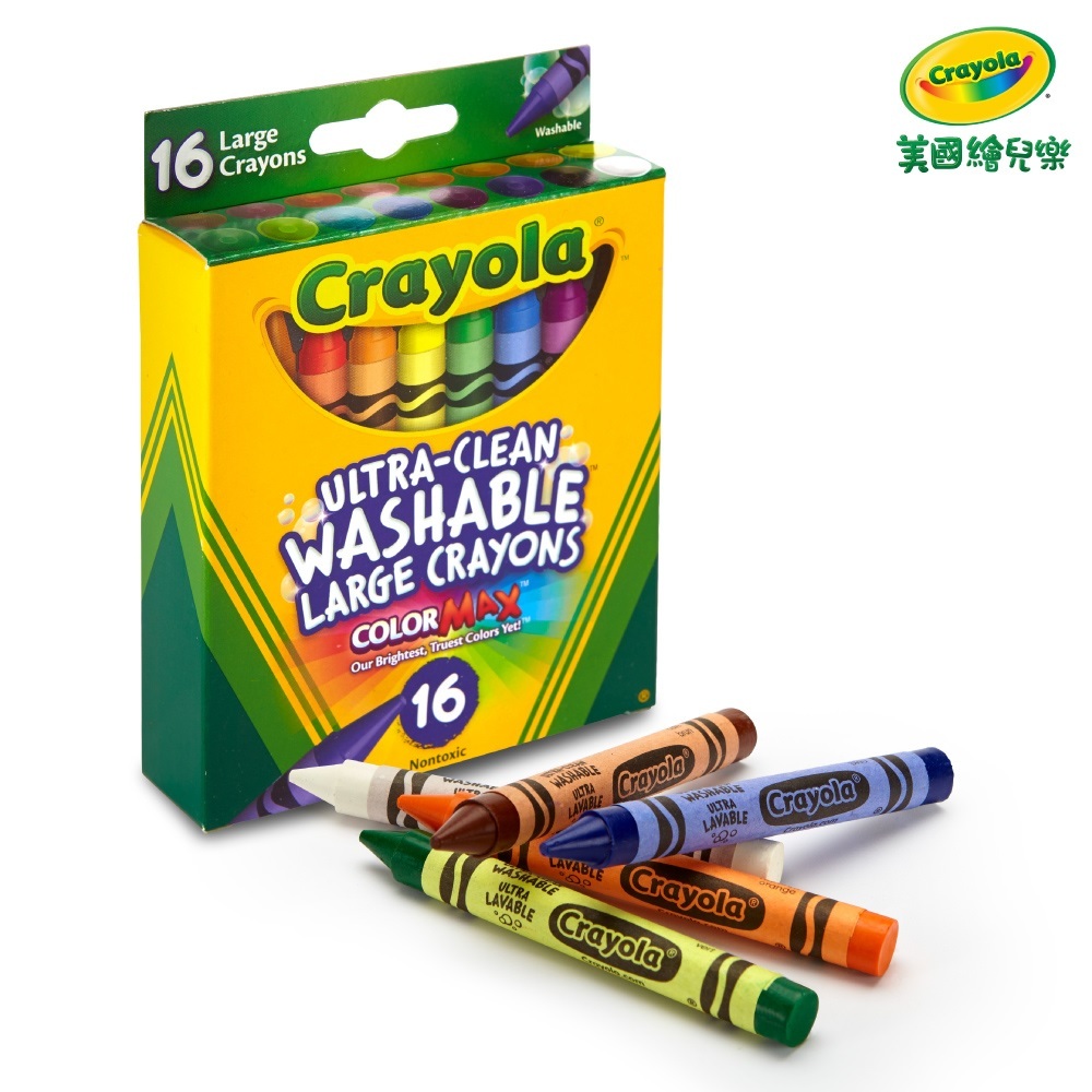 【Crayola 繪兒樂】超可水洗彩色大蠟筆16色 (適用年齡：3歲以上)