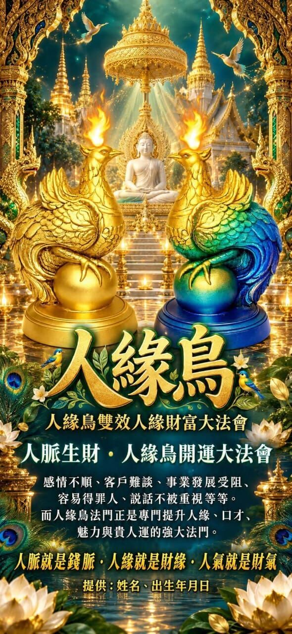 【人脈生財・人緣鳥開運大法會】  10月5日