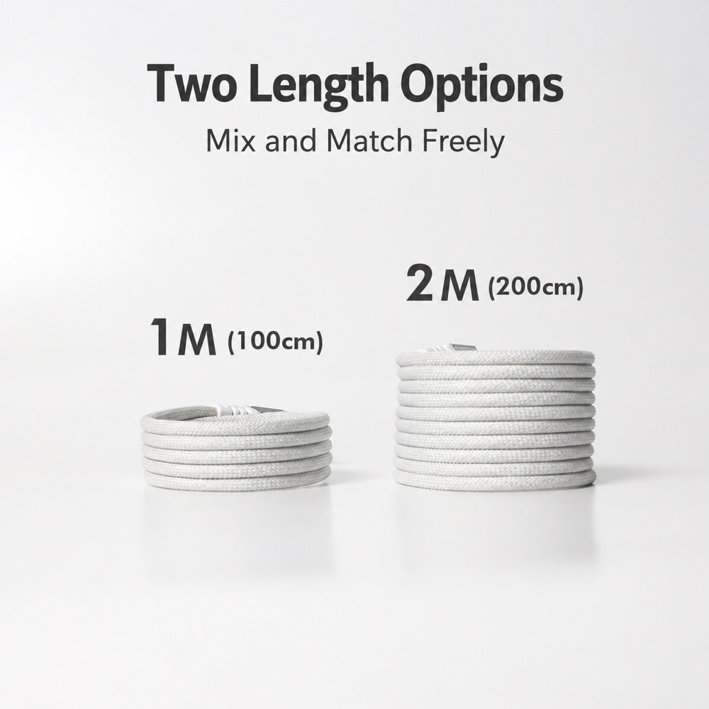 GUXON Zinc Magnetic Retractable Cable available in 1M (100cm) and 2M (200cm) lengths