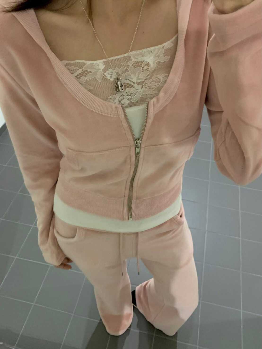 A073蜜桃甜酷拉鍊套裝