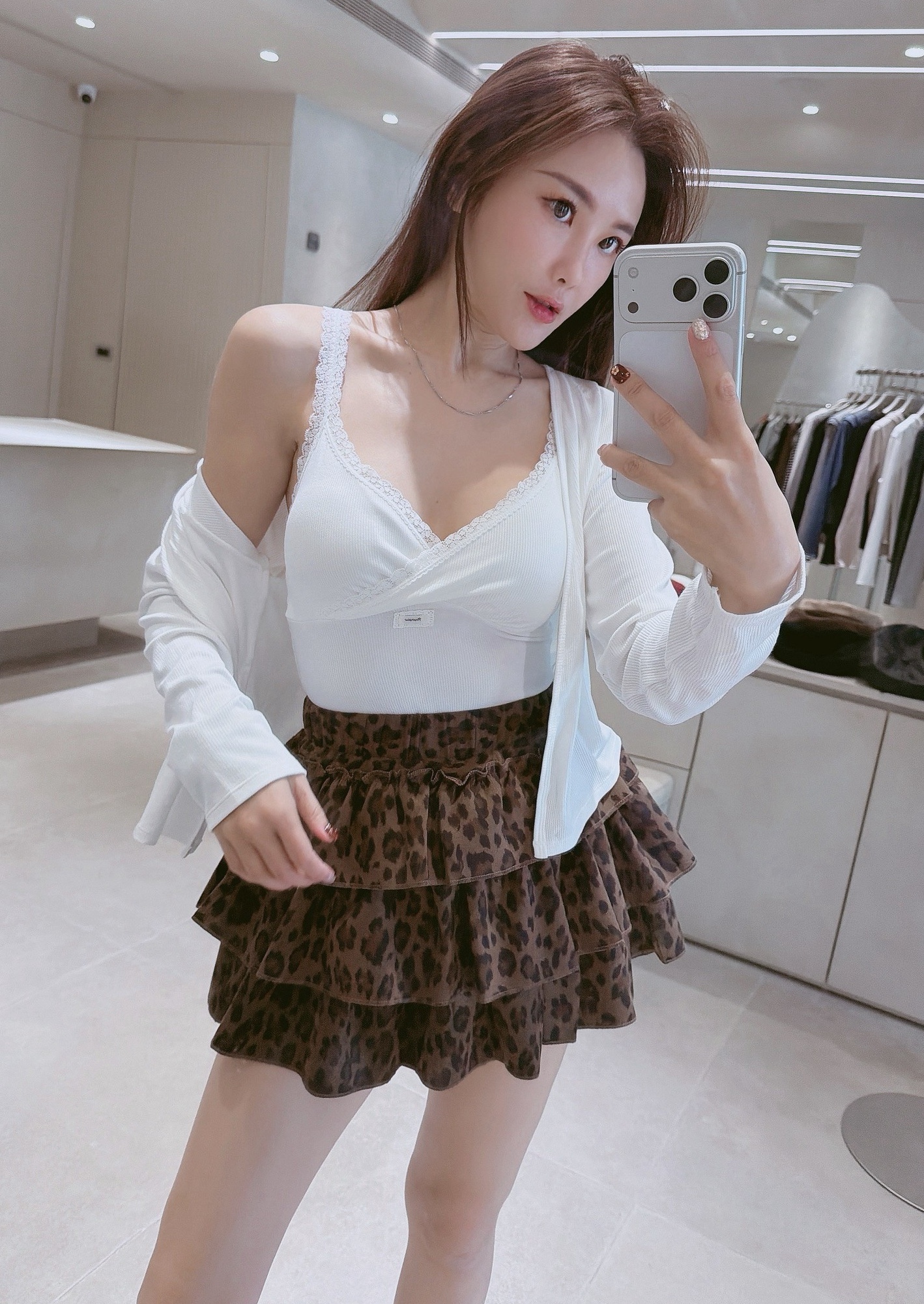 白標蕾絲交叉背心+小罩衫