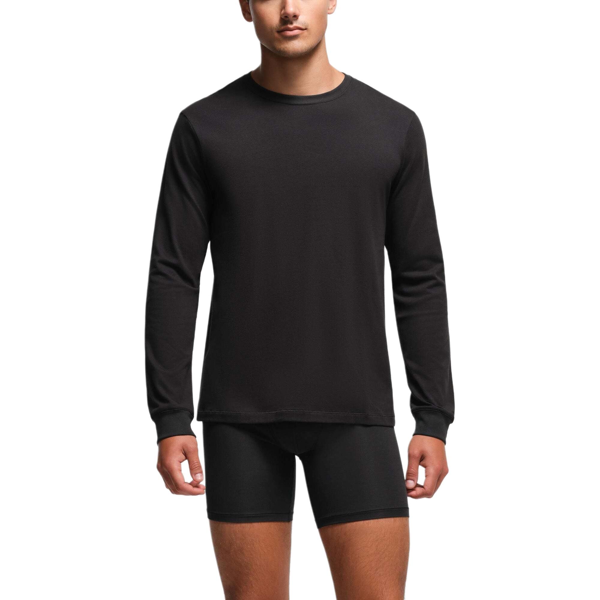 【代購】Skims COTTON MENS CLASSIC LONG SLEEVE T SHIRT T Shirt Men's Onyx/Agate LS-LST-6350M-ONX